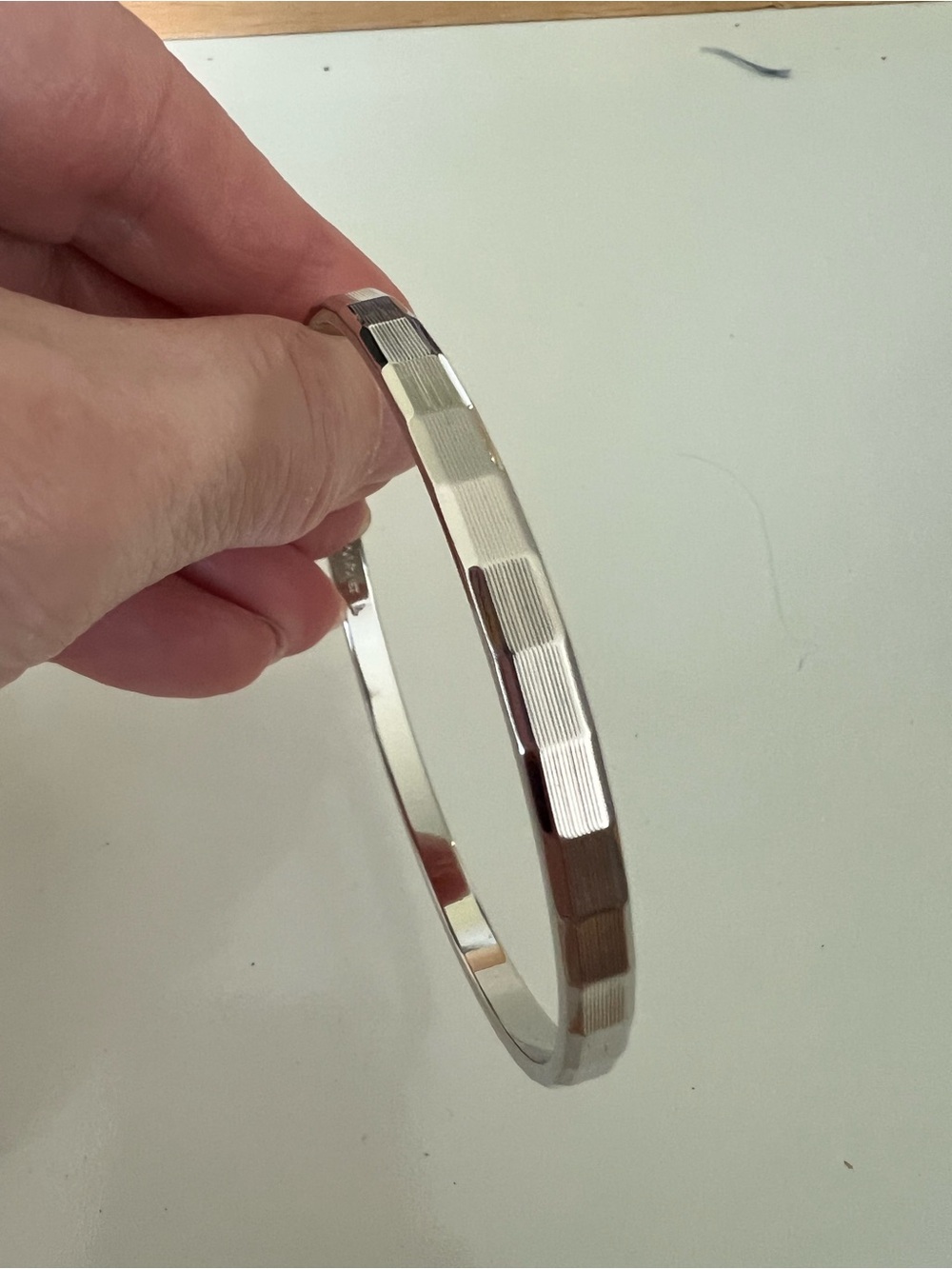 Monet Silvertone Textured Bangle Bracelet